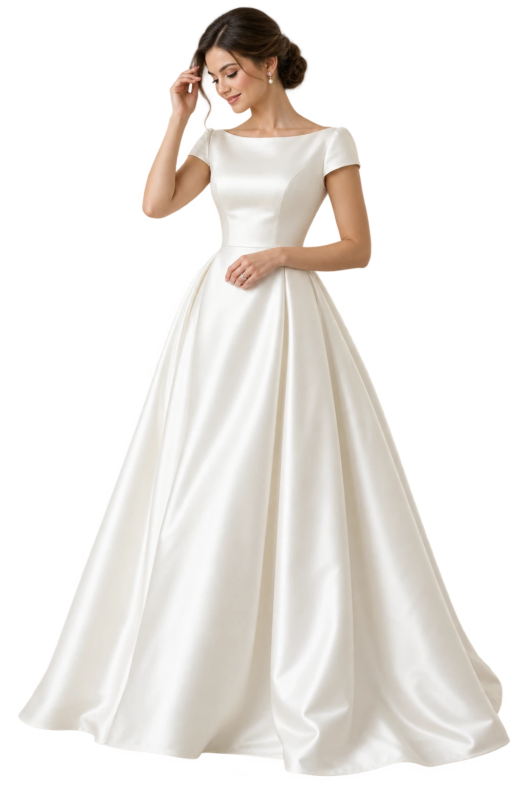 Noiva em um vestido de linhas clássicas