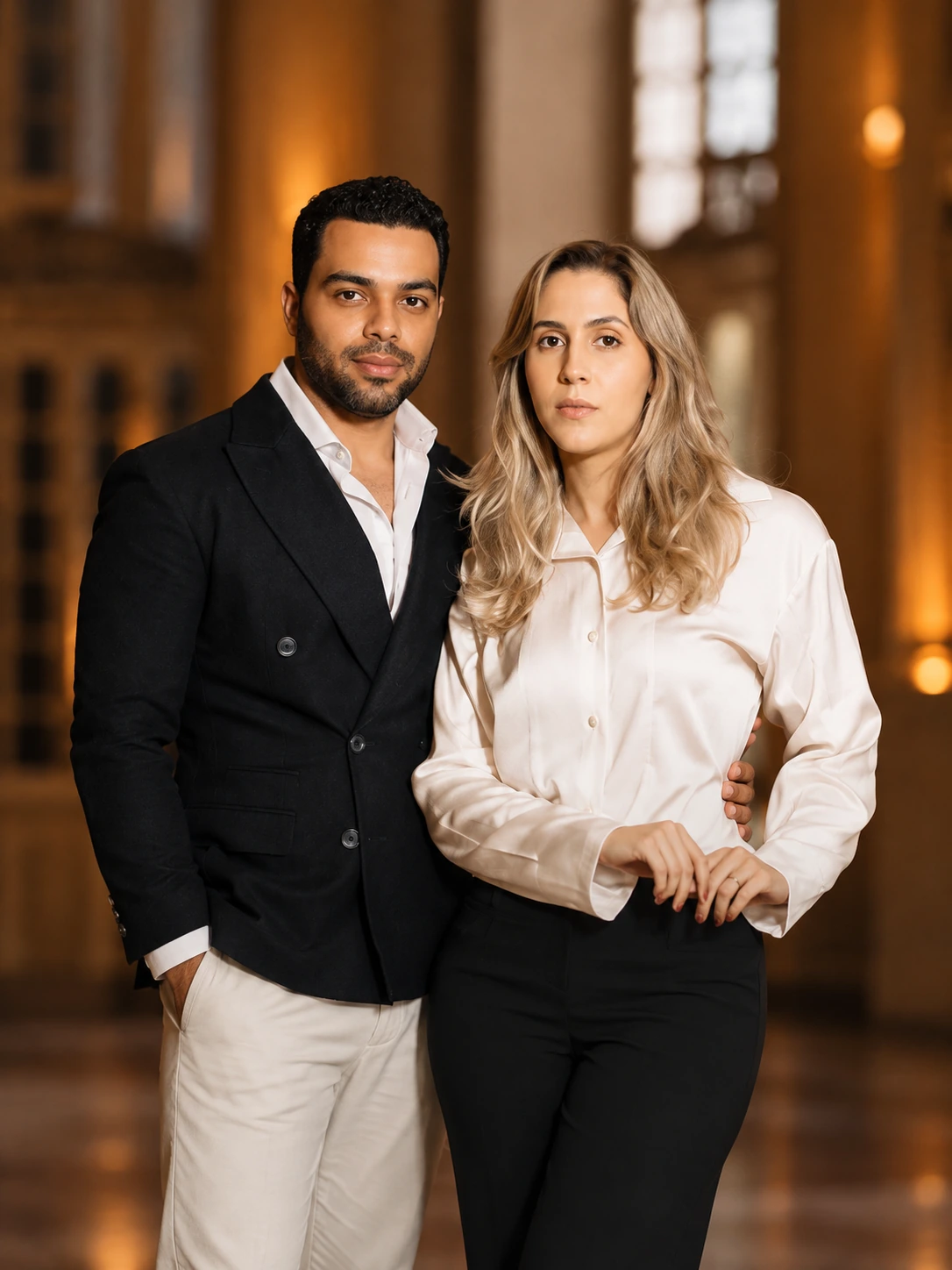 Christian Oliveira e Esther Santos em um retrato editorial